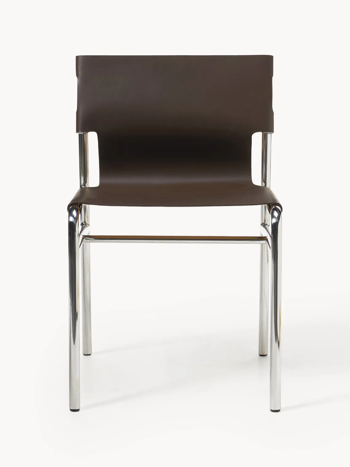 Sillas>Westwing Collection Silla de cuero Jordan Cuero marrón, plateado