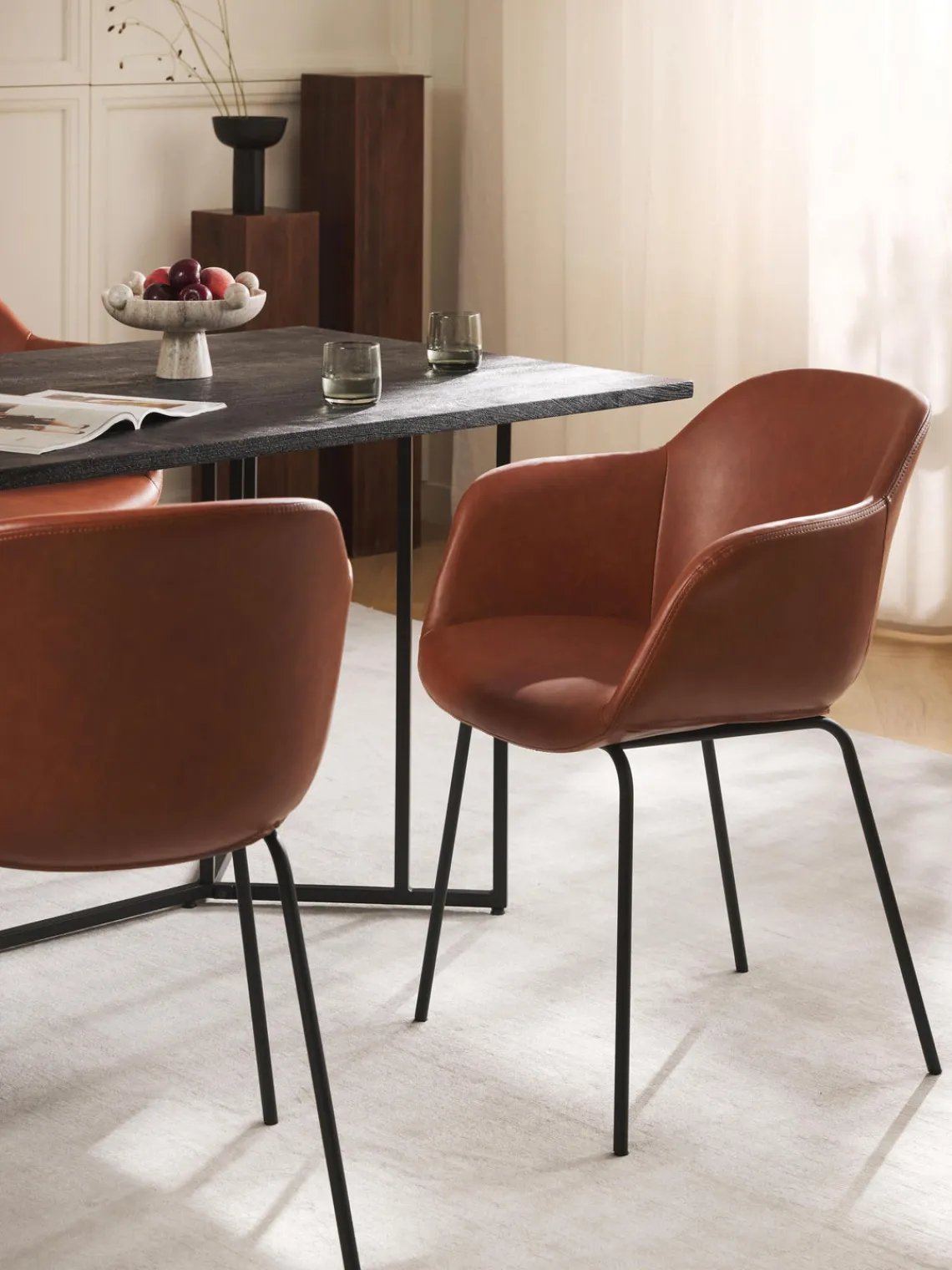 Outlet Silla de cuero sintético con reposabrazos Fiji Sillas Con Reposabrazos|Sillas