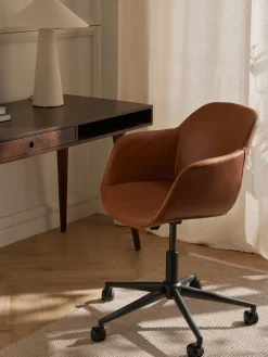 Sillas De Escritorio|Sillas De Escritorio>Westwing Collection Silla de escritorio con asiento estrecho de cuero sintético Fiji Cuero sintético turrón