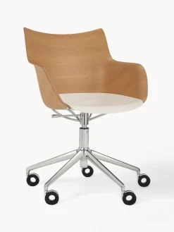 Sillas De Escritorio|Sillas De Escritorio>Kartell Silla de escritorio con reposabrazos Q/WOOD, altura regulable Madera, blanco