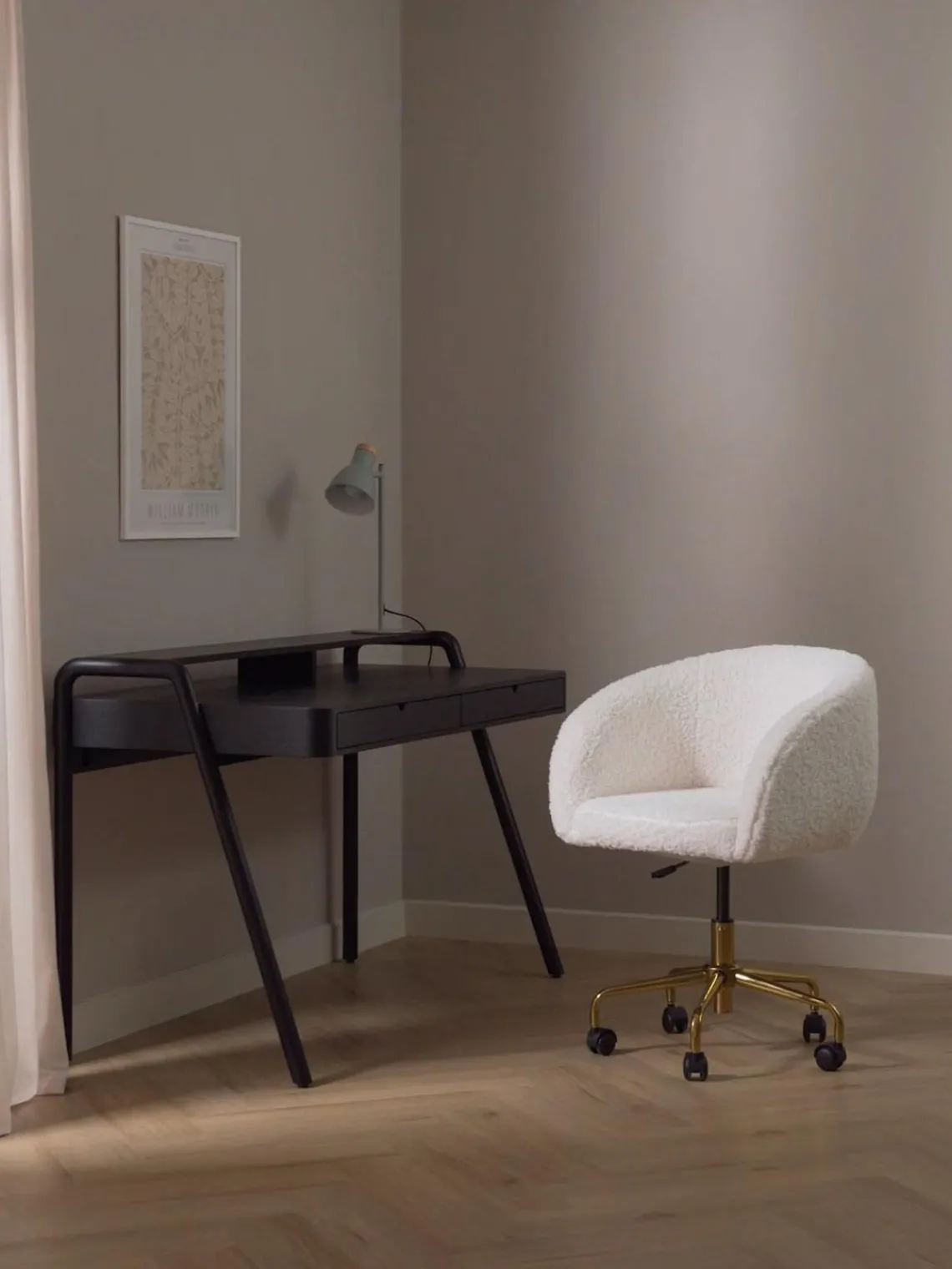 Sillas De Escritorio|Sillas De Escritorio>Westwing Collection Silla de escritorio de borreguillo Emmie, altura regulable