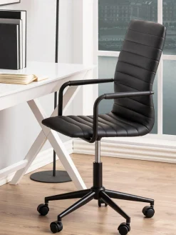 Sillas De Escritorio|Sillas De Escritorio> Silla de escritorio de cuero sintético Winslow, ajustable en altura Cuero sintético negro