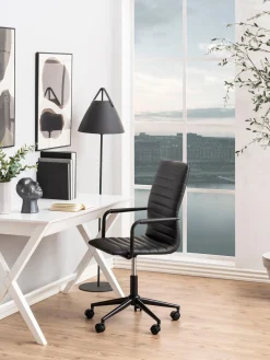 Sillas De Escritorio|Sillas De Escritorio></noscript> Silla de escritorio de cuero sintético Winslow, ajustable en altura Cuero sintético negro