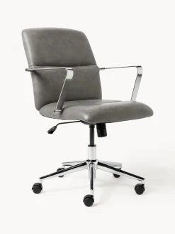 Sillas De Escritorio|Sillas De Escritorio>Westwing Collection Silla de escritorio de cuero sintético con reposabrazos Reto, altura regulable Cuero sintético gris