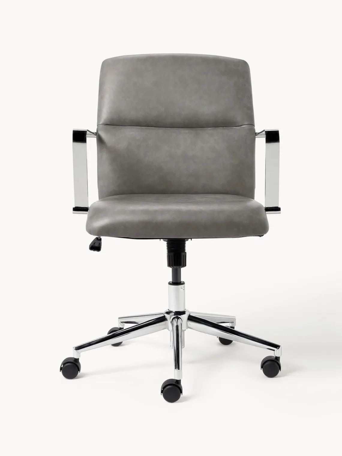 Sillas De Escritorio|Sillas De Escritorio>Westwing Collection Silla de escritorio de cuero sintético con reposabrazos Reto, altura regulable Cuero sintético gris