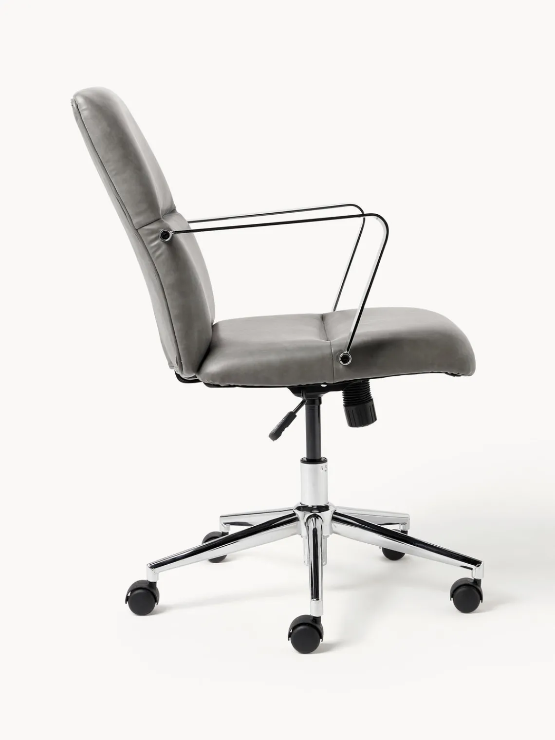 Sillas De Escritorio|Sillas De Escritorio>Westwing Collection Silla de escritorio de cuero sintético con reposabrazos Reto, altura regulable Cuero sintético gris