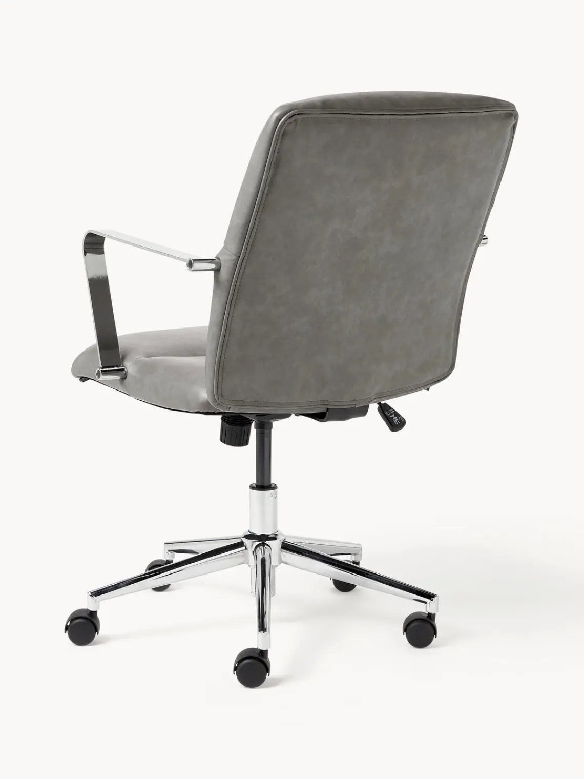 Sillas De Escritorio|Sillas De Escritorio>Westwing Collection Silla de escritorio de cuero sintético con reposabrazos Reto, altura regulable Cuero sintético gris