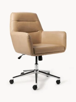 Sillas De Escritorio|Sillas De Escritorio>Westwing Collection Silla de escritorio de piel sintética con reposabrazos Benson, altura regulable Cuero sintético marrón claro