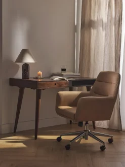 Sillas De Escritorio|Sillas De Escritorio>Westwing Collection Silla de escritorio de piel sintética con reposabrazos Benson, altura regulable Cuero sintético marrón claro