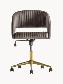 Sillas De Escritorio|Sillas De Escritorio> Silla de escritorio de terciopelo regulable en altura Murray Terciopelo gris oscuro, dorado