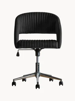 Sillas De Escritorio|Sillas De Escritorio> Silla de escritorio de terciopelo regulable en altura Murray Terciopelo negro, plateado