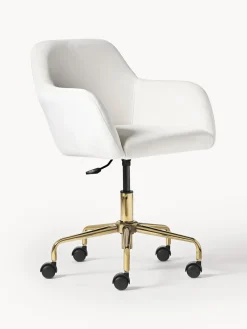 Sillas De Escritorio|Sillas De Escritorio>Westwing Collection Silla de escritorio de terciopelo Lucie Terciopelo blanco, dorado
