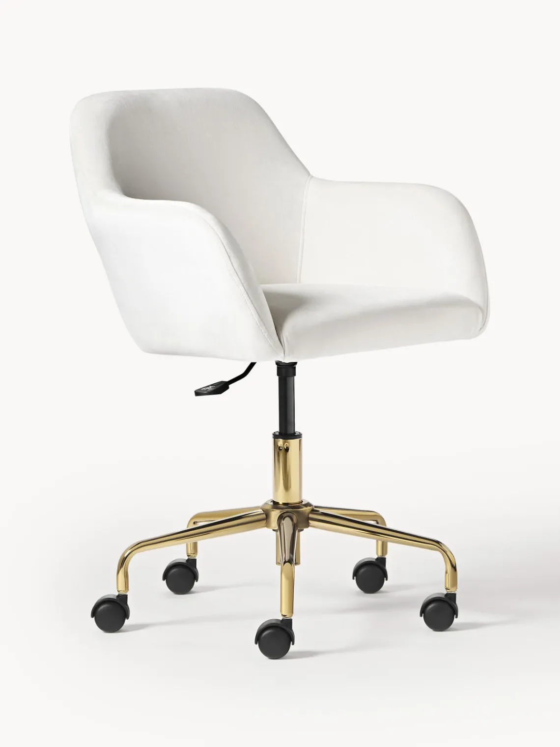 Sillas De Escritorio|Sillas De Escritorio>Westwing Collection Silla de escritorio de terciopelo Lucie Terciopelo blanco, dorado