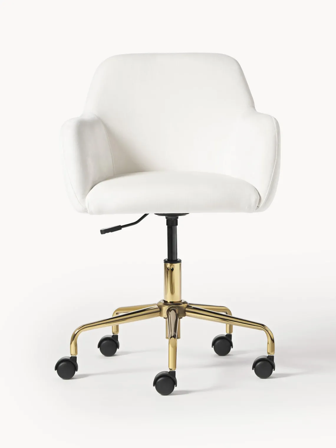 Sillas De Escritorio|Sillas De Escritorio>Westwing Collection Silla de escritorio de terciopelo Lucie Terciopelo blanco, dorado