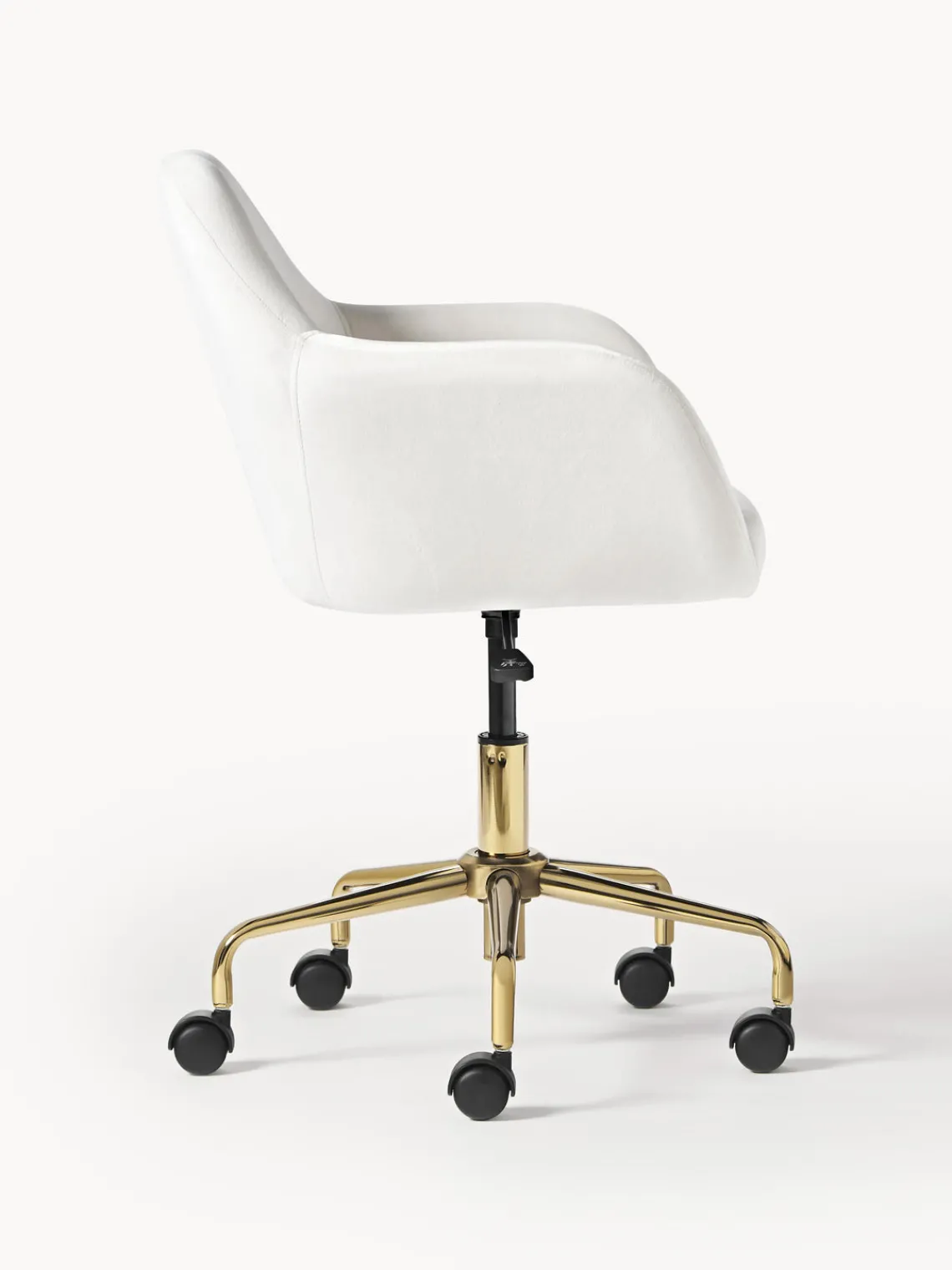 Sillas De Escritorio|Sillas De Escritorio>Westwing Collection Silla de escritorio de terciopelo Lucie Terciopelo blanco, dorado