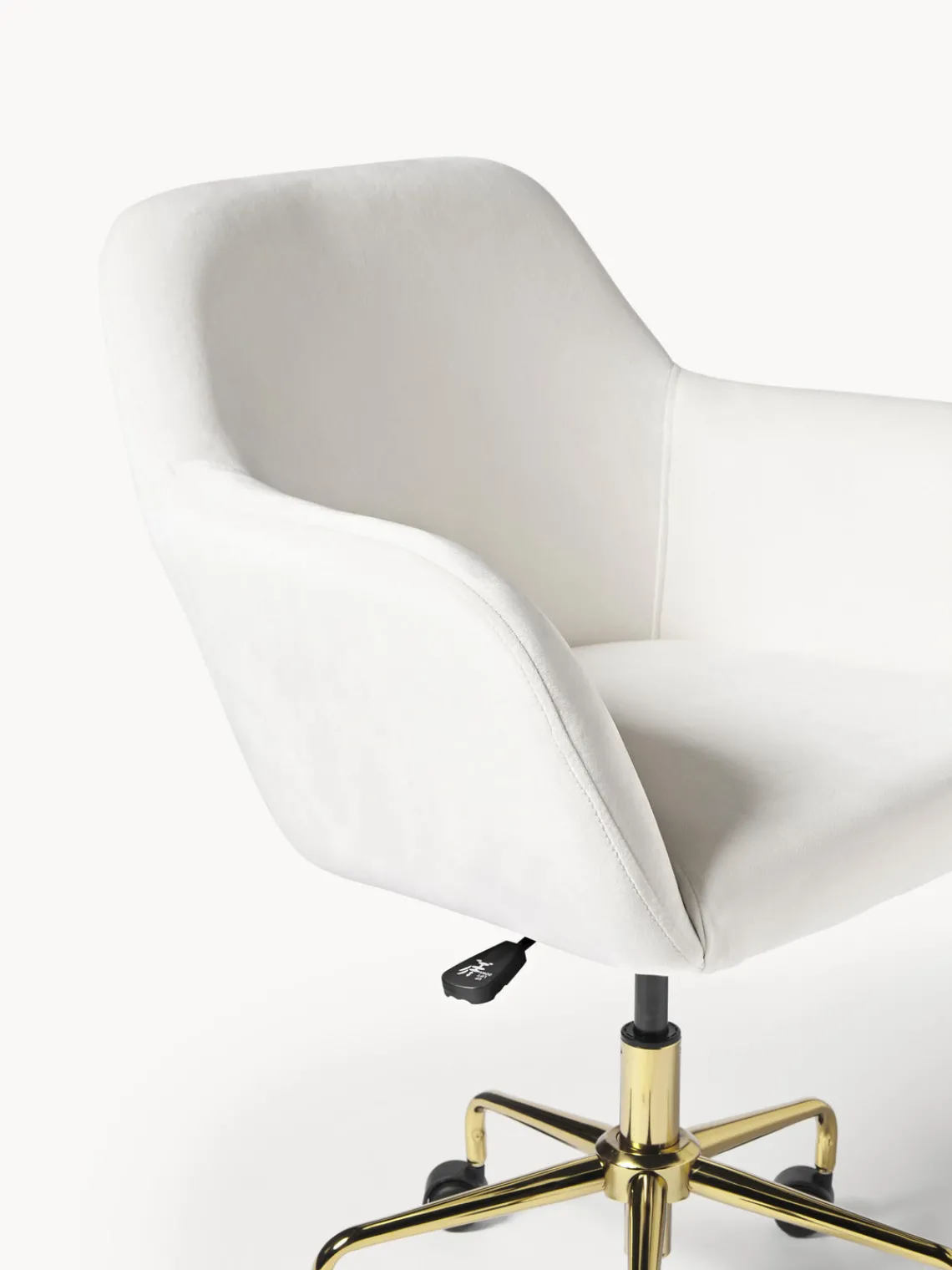 Sillas De Escritorio|Sillas De Escritorio>Westwing Collection Silla de escritorio de terciopelo Lucie Terciopelo blanco, dorado