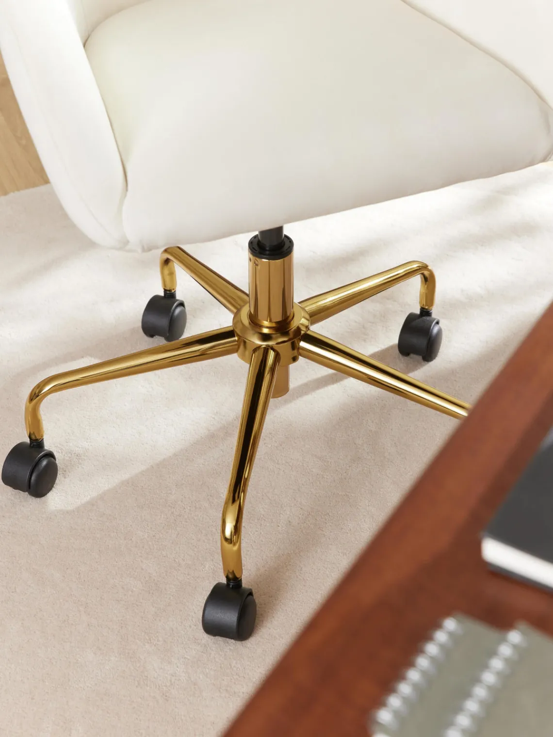 Sillas De Escritorio|Sillas De Escritorio>Westwing Collection Silla de escritorio de terciopelo Lucie Terciopelo blanco, dorado