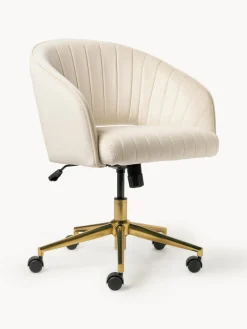 Discount Silla de escritorio de terciopelo con reposabrazos Laria, altura regulable Sillas De Escritorio|Sillas De Escritorio