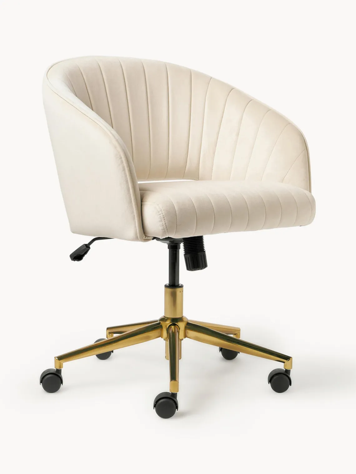 Discount Silla de escritorio de terciopelo con reposabrazos Laria, altura regulable Sillas De Escritorio|Sillas De Escritorio