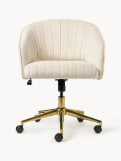 Discount Silla de escritorio de terciopelo con reposabrazos Laria, altura regulable Sillas De Escritorio|Sillas De Escritorio