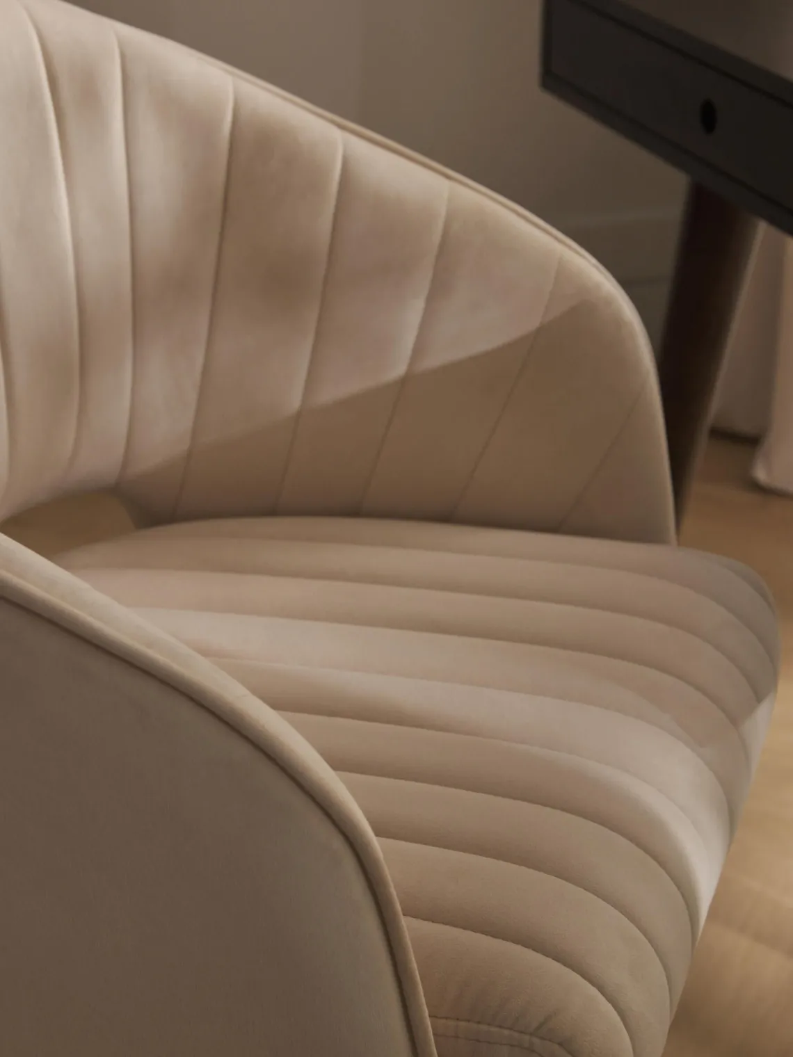 Discount Silla de escritorio de terciopelo con reposabrazos Laria, altura regulable Sillas De Escritorio|Sillas De Escritorio