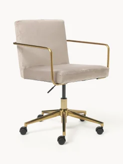 Sillas De Escritorio|Sillas De Escritorio>Westwing Collection Silla de escritorio de terciopelo con reposabrazos Kashya, altura regulable Terciopelo beige