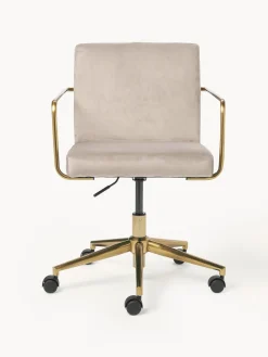 Sillas De Escritorio|Sillas De Escritorio></noscript>Westwing Collection Silla de escritorio de terciopelo con reposabrazos Kashya, altura regulable Terciopelo beige