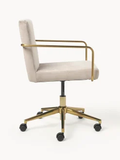 Sillas De Escritorio|Sillas De Escritorio></noscript>Westwing Collection Silla de escritorio de terciopelo con reposabrazos Kashya, altura regulable Terciopelo beige