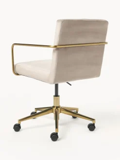 Sillas De Escritorio|Sillas De Escritorio></noscript>Westwing Collection Silla de escritorio de terciopelo con reposabrazos Kashya, altura regulable Terciopelo beige