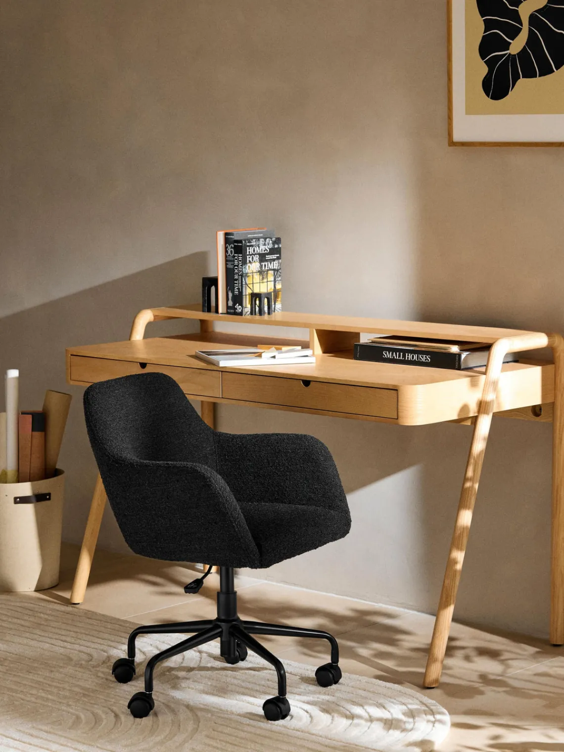 Discount Silla de escritorio en tejido bouclé Lucie Sillas De Escritorio|Sillas De Escritorio