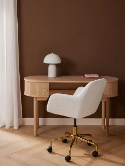 Sillas De Escritorio|Sillas De Escritorio>Westwing Collection Silla de escritorio en tejido bouclé Lucie Bouclé blanco, dorado