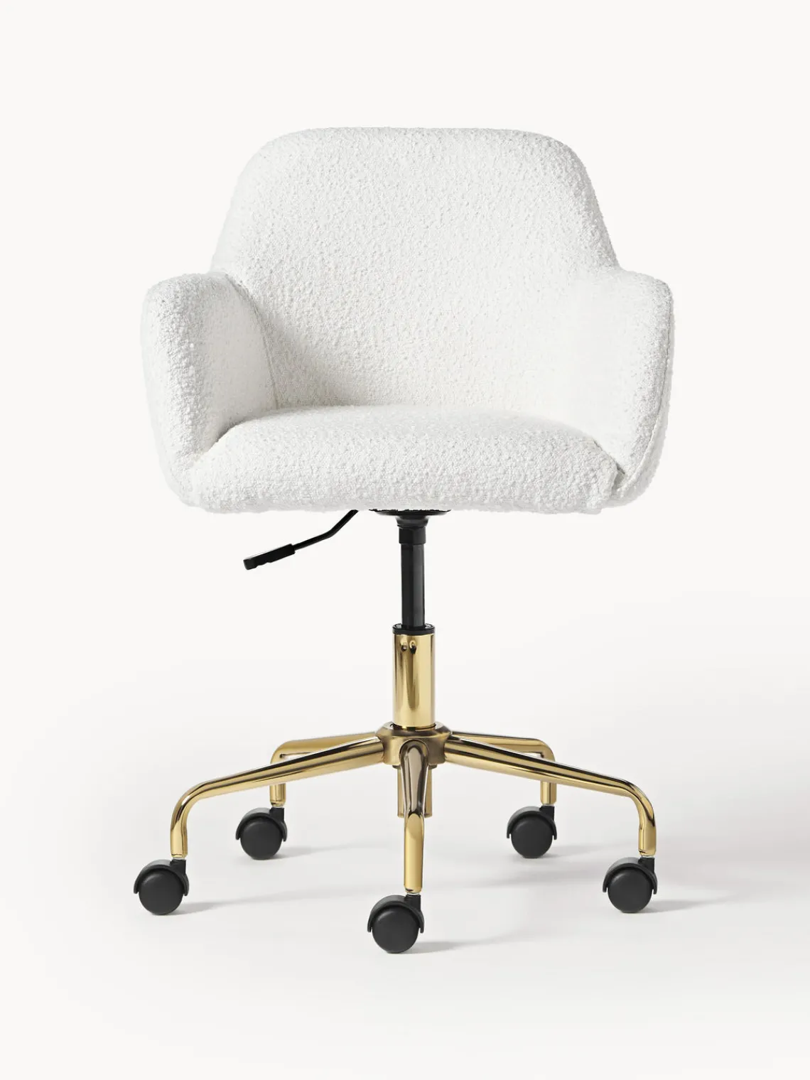 Sillas De Escritorio|Sillas De Escritorio>Westwing Collection Silla de escritorio en tejido bouclé Lucie Bouclé blanco, dorado