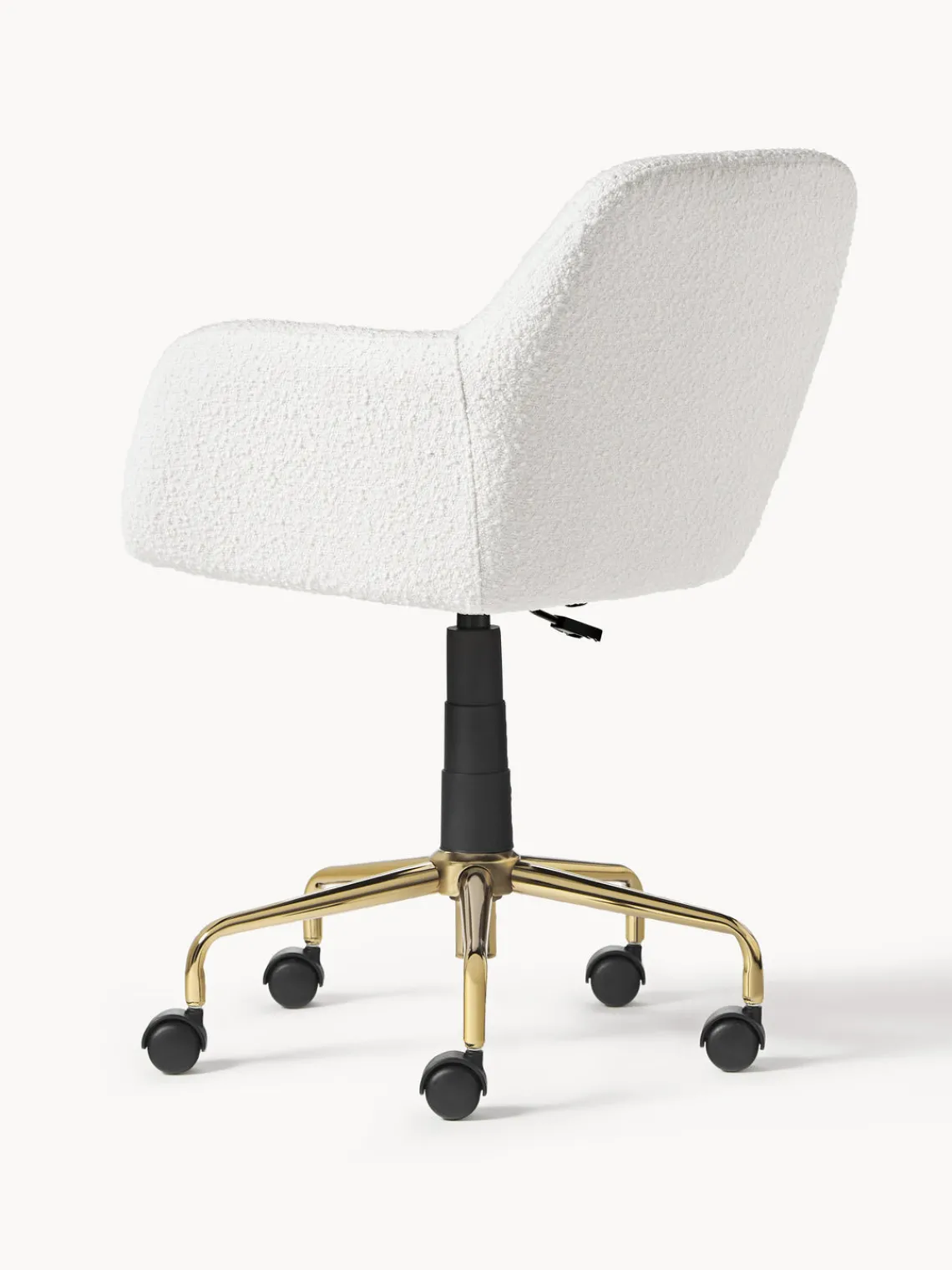 Sillas De Escritorio|Sillas De Escritorio>Westwing Collection Silla de escritorio en tejido bouclé Lucie Bouclé blanco, dorado