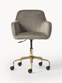 Sillas De Escritorio|Sillas De Escritorio></noscript>Westwing Collection Silla de escritorio en terciopelo Lucie Terciopelo gris pardo, dorado
