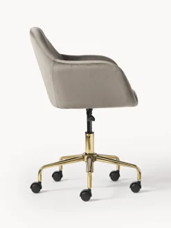 Sillas De Escritorio|Sillas De Escritorio></noscript>Westwing Collection Silla de escritorio en terciopelo Lucie Terciopelo gris pardo, dorado