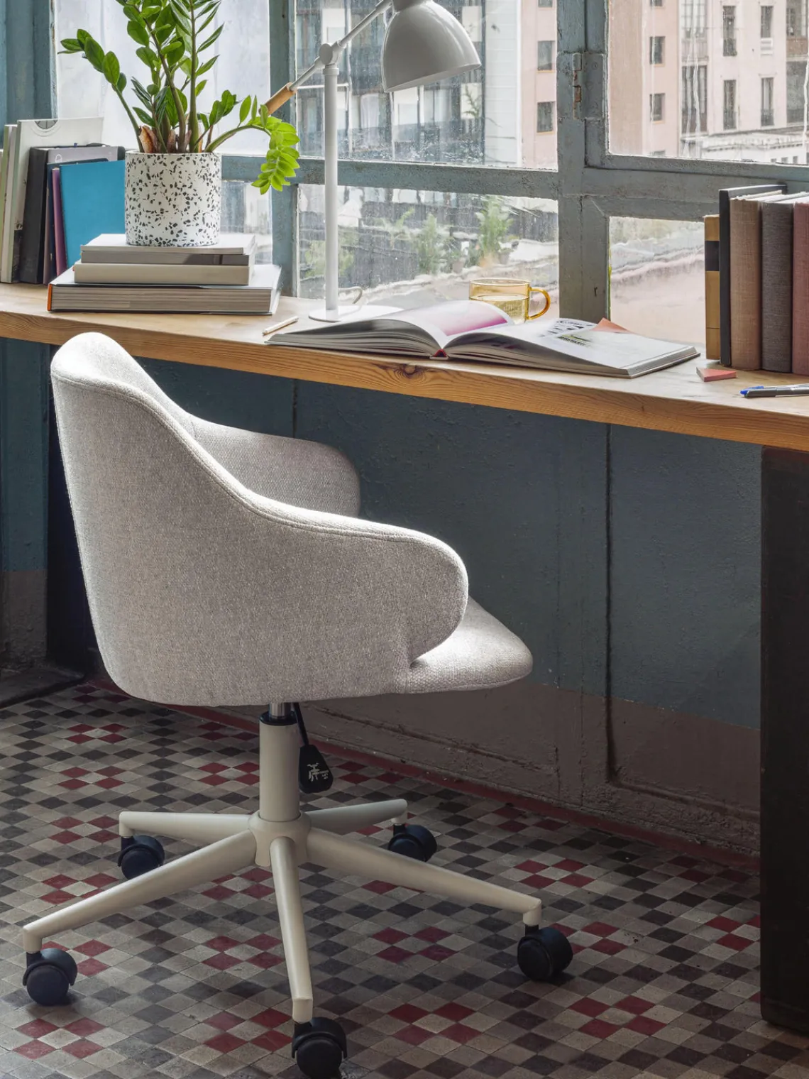 Sillas De Escritorio|Sillas De Escritorio> Silla de escritorio tapizada regulable en altura Einara Tejido gris claro