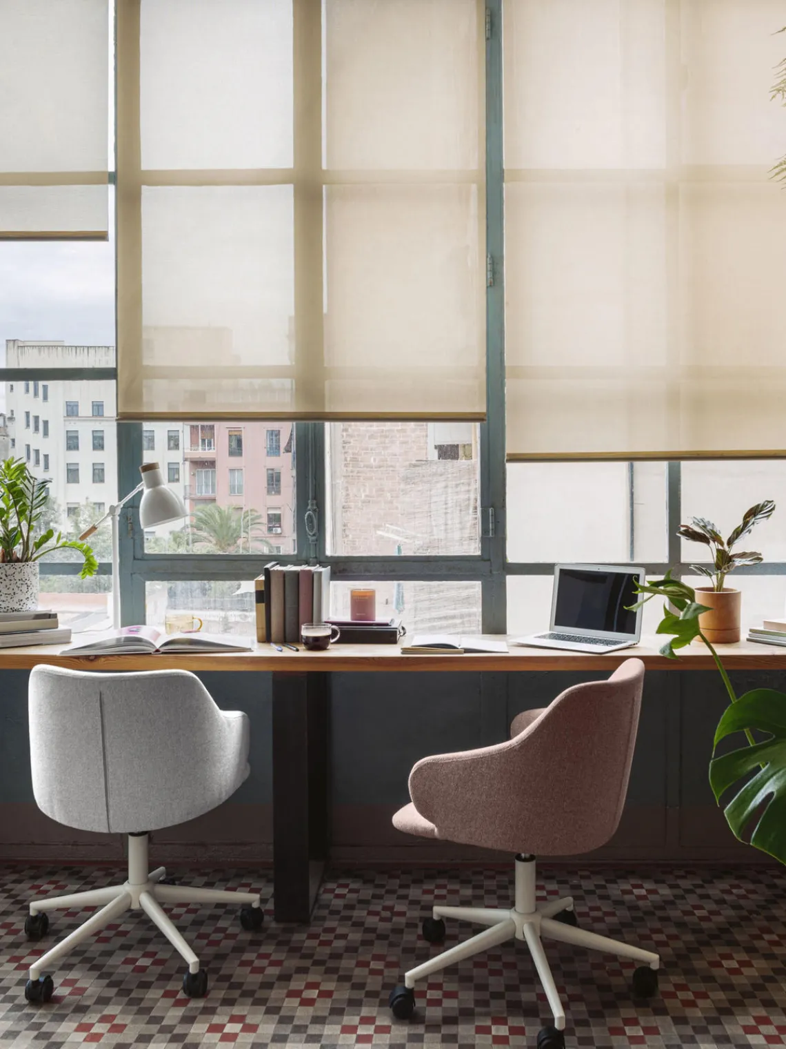 Sillas De Escritorio|Sillas De Escritorio> Silla de escritorio tapizada regulable en altura Einara Tejido gris claro