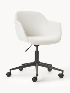 Sillas De Escritorio|Sillas De Escritorio>Westwing Collection Silla de escritorio tapizada con asiento estrecho Fiji Tejido blanco crema