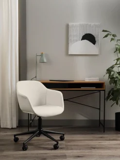 Sillas De Escritorio|Sillas De Escritorio>Westwing Collection Silla de escritorio tapizada con asiento estrecho Fiji Tejido blanco crema
