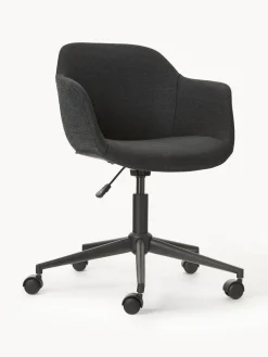 Sillas De Escritorio|Sillas De Escritorio>Westwing Collection Silla de escritorio tapizada con asiento estrecho Fiji Tejido negro