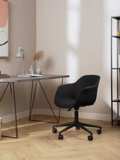 Sillas De Escritorio|Sillas De Escritorio>Westwing Collection Silla de escritorio tapizada con asiento estrecho Fiji Tejido negro