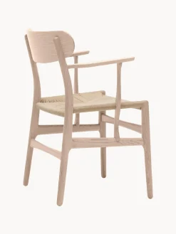 Sillas De Madera|Sillas Con Reposabrazos>Carl Hansen & Søn Silla de madera con asiento tejido a mano y reposabrazos CH36 Madera de roble enjabonada, beige claro