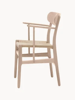 Sillas De Madera|Sillas Con Reposabrazos></noscript>Carl Hansen & Søn Silla de madera con asiento tejido a mano y reposabrazos CH36 Madera de roble enjabonada, beige claro