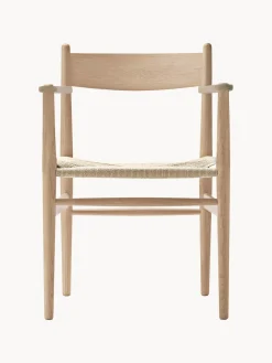 Sillas De Madera|Sillas Con Reposabrazos>Carl Hansen & Søn Silla de madera con asiento tejido a mano CH37 Madera de roble barnizada en claro, beige claro