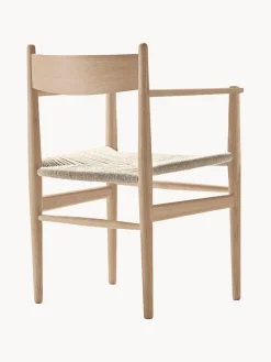 Sillas De Madera|Sillas Con Reposabrazos>Carl Hansen & Søn Silla de madera con asiento tejido a mano CH37 Madera de roble barnizada en claro, beige claro