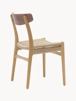 Sillas De Madera|Sillas>Carl Hansen & Søn Silla de madera con asiento tejido a mano CH23 Madera de roble barnizada, madera de nogal, beige claro