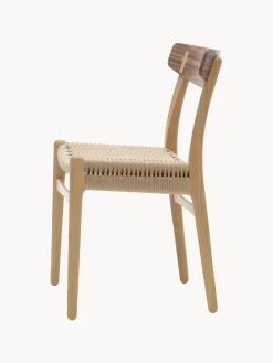 Sillas De Madera|Sillas></noscript>Carl Hansen & Søn Silla de madera con asiento tejido a mano CH23 Madera de roble barnizada, madera de nogal, beige claro