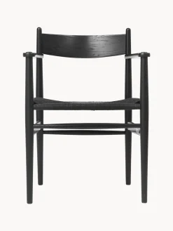 Sillas De Madera|Sillas Con Reposabrazos>Carl Hansen & Søn Silla de madera con asiento tejido a mano CH37 Madera de roble pintada en negro, negro