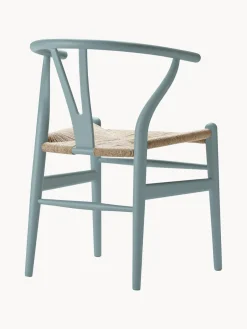 Sillas De Madera|Sillas></noscript>Carl Hansen & Søn Silla de madera con asiento tejido a mano CH24 Madera de haya pintada en azul claro, beige
