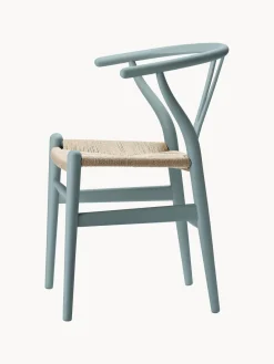 Sillas De Madera|Sillas></noscript>Carl Hansen & Søn Silla de madera con asiento tejido a mano CH24 Madera de haya pintada en azul claro, beige